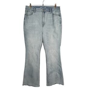 Old Navy Flare Jeans Size 16 Higher High Rise Light Wash Raw Hem